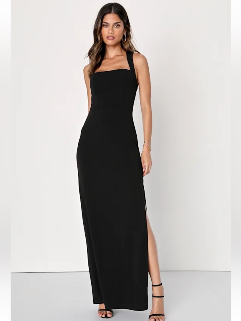 NWT Lulus Glamorous Dedication Black Sleeveless Column Maxi Dress